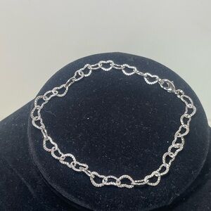 Dainty Inter-Linked Heart Silver Chain Bracelet